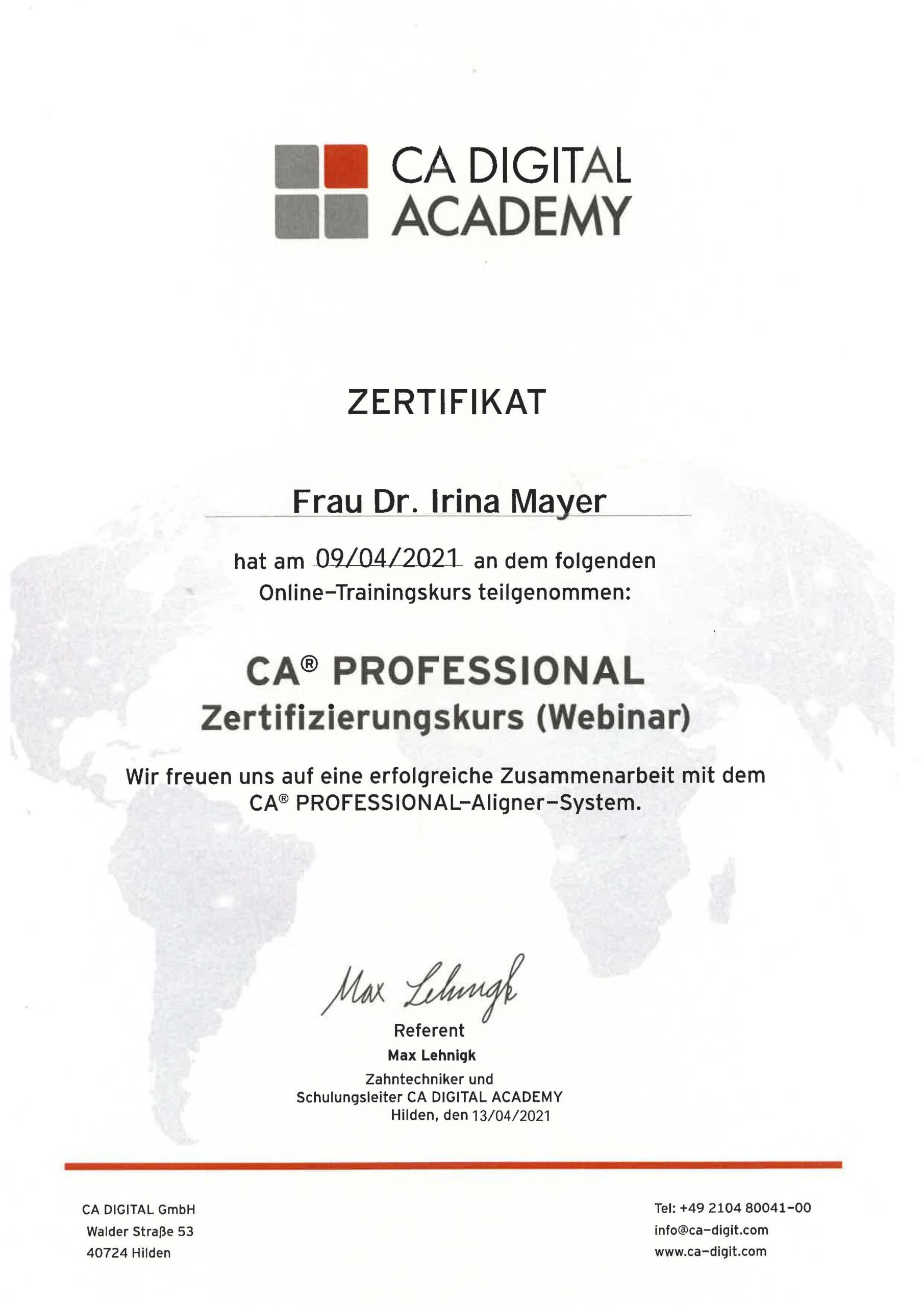 Zertifikat CA Digital Akademie